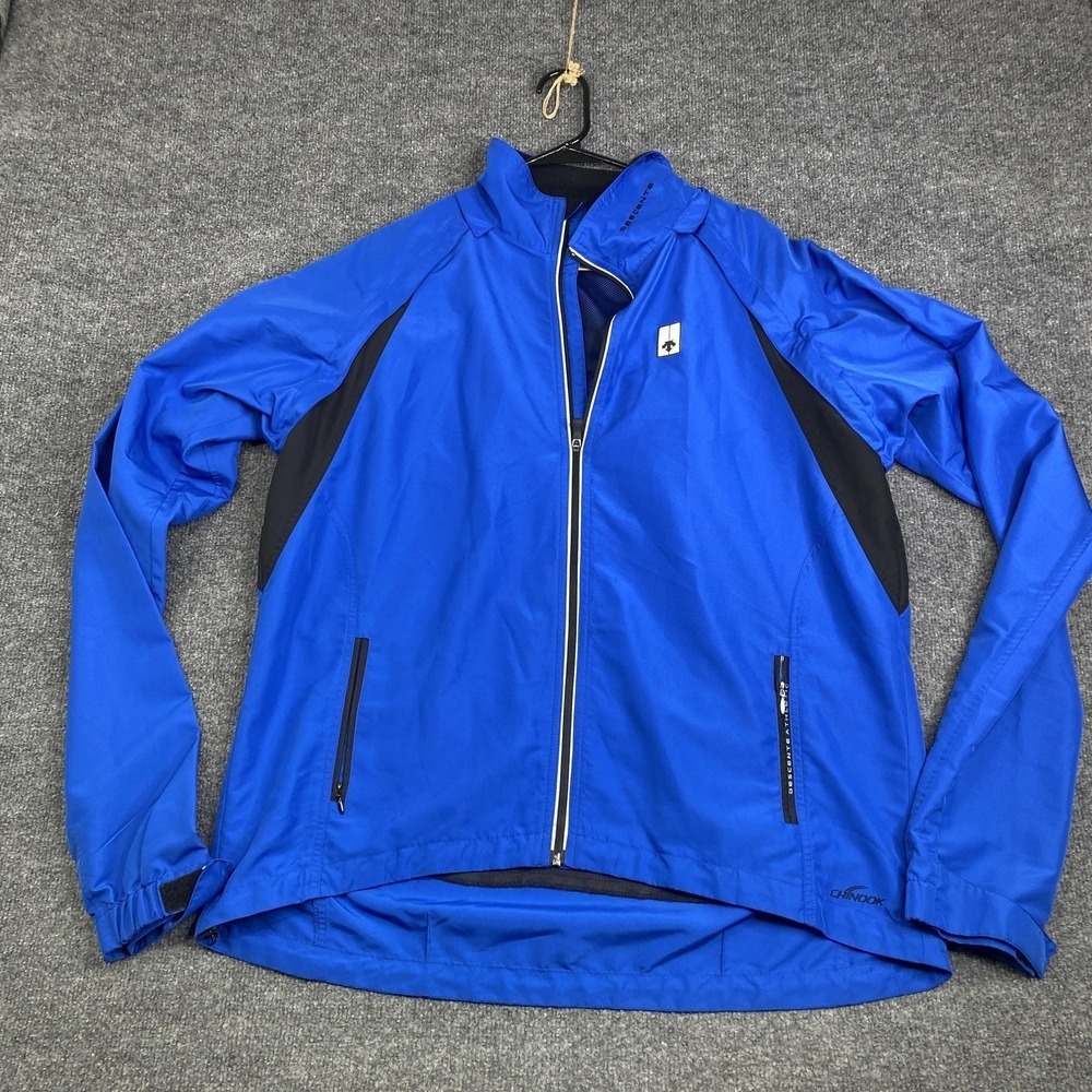 Descente Athletic Chinook Jacket Mens XL Blue Cycling Windbreaker Full Zip